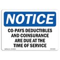 Signmission OSHA Notice Sign, 12" Height, Aluminum, Co-Pays Deductibles And Coinsurance Are Sign, Landscape OS-NS-A-1218-L-10835